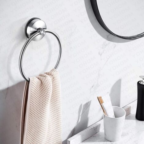 Portasciugamani con ventosa per bagno, doccia, portasciugamani da cucina, senza fori, finitura in acciaio inossidabile spazzolato (1/5)