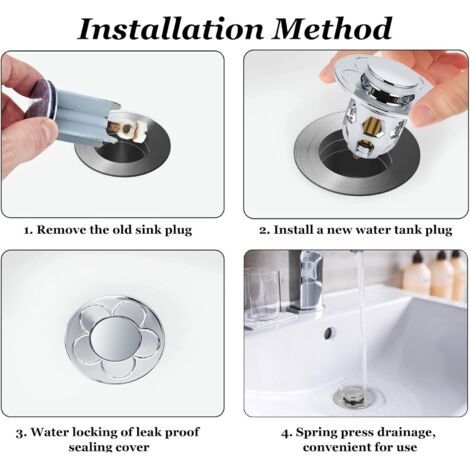 2 tappi di ricambio per lavello da 40 mm, regolabili, universali, in plastica e ottone, sigilla bene e previene la ruggine, ideale per bagno, lavelli della cucina, lavabi