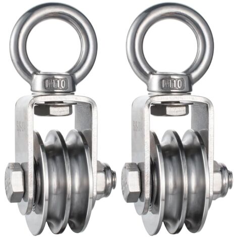 Doppia con 2 cuscinetti a sfera, puleggia in acciaio inox, portata 500 kg,(2 puleggia)