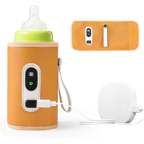 Scaldabiberon Portatile, Scaldabiberon Elettrico, Scaldabiberon Auto Temperatura Regolabile, USB Termica Borsa per Biberon da Viaggio Mantenere Temperatura di Latte e Pappe Neonato
