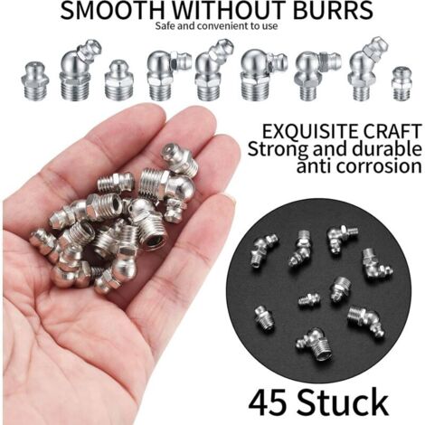 Assortimento Raccordi Per Grasso - Kit Raccordi Per Grasso Conici Per Pistole Per Grasso Conici M6 M8 M10 Raccordo Per Grasso Idraulico Dritto 45 90 180 Con Scatola Di Stoccaggio 90387360