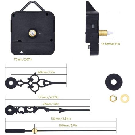 Kit di riparazione per orologio da parete con movimento al quarzo silenzioso, meccanismo a motore e albero mandrino per la realizzazione di orologi fai da te, con lancette e viti (oro