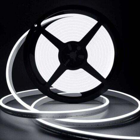 Striscia LED da 10 m, striscia LED al neon bianca da 12 V 6000 K, luce al neon flessibile tagliabile in silicone impermeabile IP65 per camera da letto, cucina, decorazione (1/4)