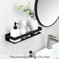 Mensola Doccia Galleggiante In Acciaio Inox 304 – Ripiano Da Parete Per Bagno E Cucina, Nero, 30 Cm, Portata 15kg