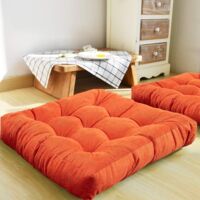 Cuscino da pavimento, cuscino da seduta quadrato trapuntato in velluto a coste spesso, cuscino da meditazione Tatami, cuscino da pavimento per yoga, soggiorno, esterno, balcone, ufficio, arancione, 22