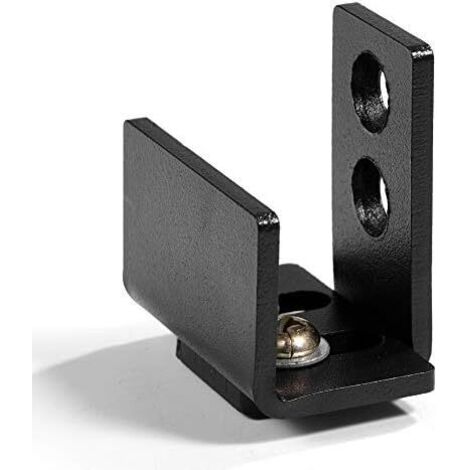 Guía para puerta corrediza, guía para puerta corrediza de granero, montaje en pared, guía de suelo, base de acero negro mate, herrajes inferiores ajustables con tornillos