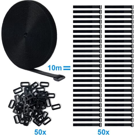 Pack De 50 Bridas Autoadhesivas Para Organizar Cables | Gestión De Cableado Debajo Del Escritorio | Fáciles De Instalar