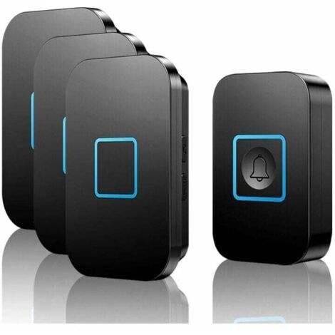 Timbre inalámbrico, juego de timbre inalámbrico, alcance de 400 m, IP55, resistente al agua, para exteriores, con 3 receptores enchufables, 60 melodías, 5 niveles de volumen, simplemente conecta el re