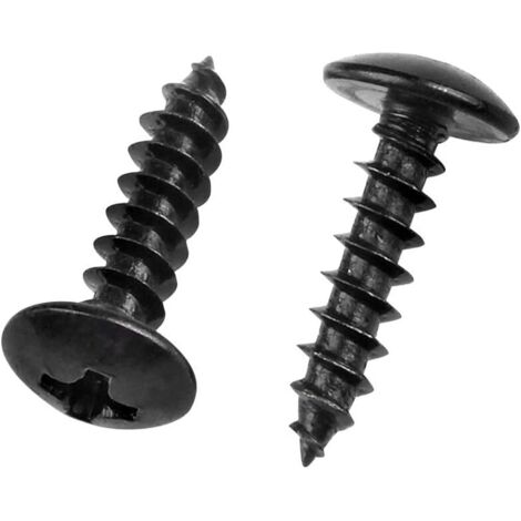 INHHUB 50 tornillos autorroscantes para madera - Tornillos de acero al carbono con cabeza en cruz y cabeza redonda, negros, M4 - INHHUB