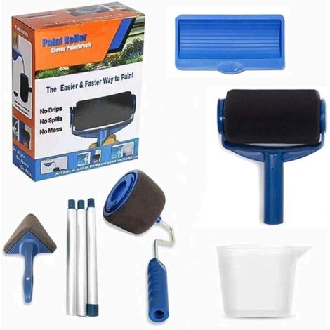Kit de rodillos de pintura, 8 pinceles para impresión de pared DIY con pincel de corredor y 3 varillas telescópicas para el hogar, la escuela, la oficina, la pared y el techo. (1/5)