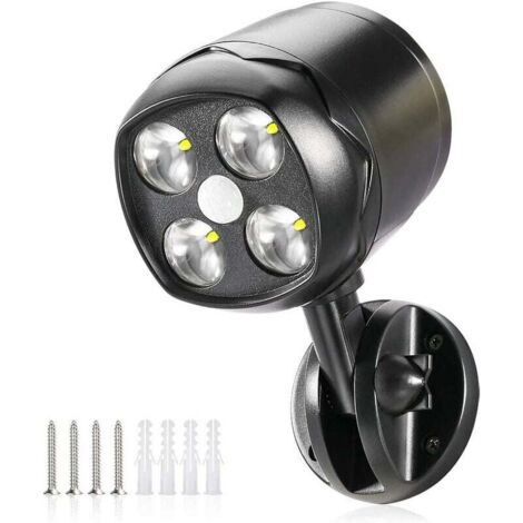 Foco LED con sensor de movimiento para exteriores, resistente al agua IP65, 600 lm, con batería, flexible, para jardín, camino, patio y entrada.