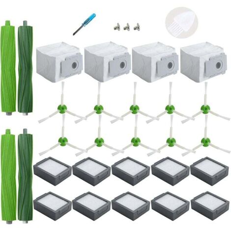 Accesorios de repuesto para iRobot Roomba i3+ i4+ i6+ i7+ i7 Plus i8+, 4 bolsas para el polvo, 10 filtros, 10 cepillos laterales, 2 cepillos de goma (1/5)