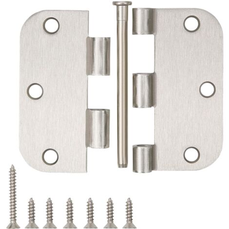 10 PCS de charnières de porte en nickel Satin Nickel 3,5 x 3,5 pouces intérieur 3 1/2 pouces charnières de porte Nickel brossé arrondi 5/8" Radius Corners Iron Bifold Silver Residential Hinges -DPZO (1/5)