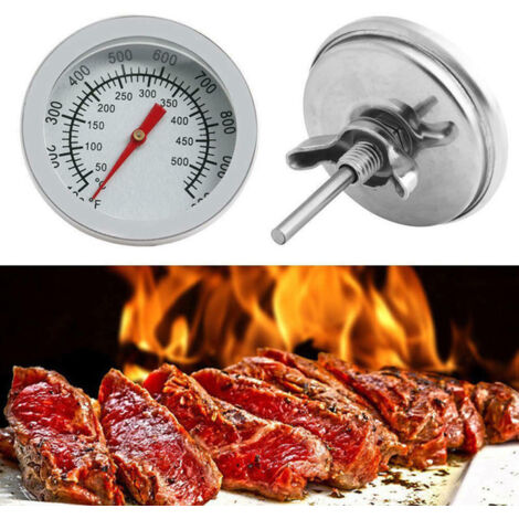 Termómetro para barbacoa, termómetro de acero inoxidable para horno, máx. 500 °C/1000 °F, pantalla analógica para horno, horno de pizza y horno de leña.
