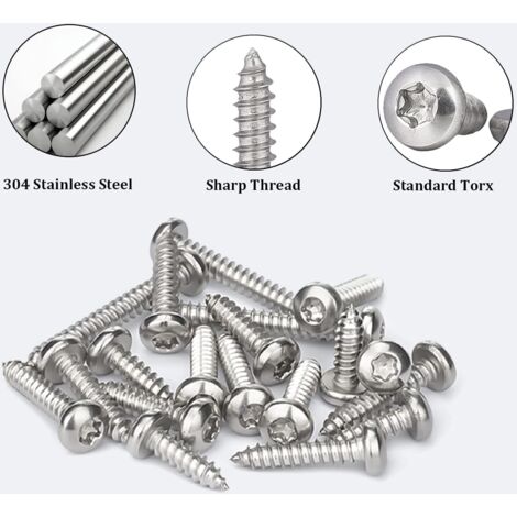 Tornillos M6x12 MroMax Juego De Tornillos M6 X 6 Mm, De Acero Inoxidable 304, Cabeza Hexagonal Interna, Tornillos De Punta Cónica, 100 Unidades Tornillos Hexagonales M6