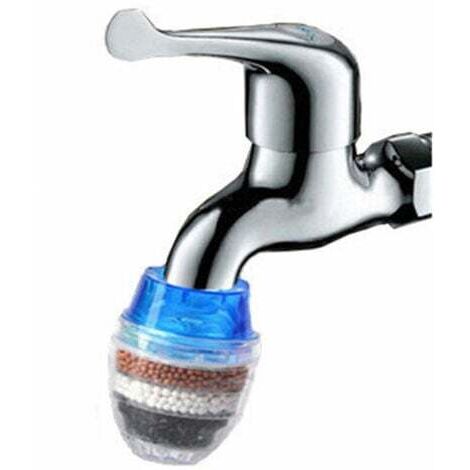 Filtro purificador de agua de 5 capas de carbón activado para 3 grifos, azul, verde y naranja, INHHUB (1/4)