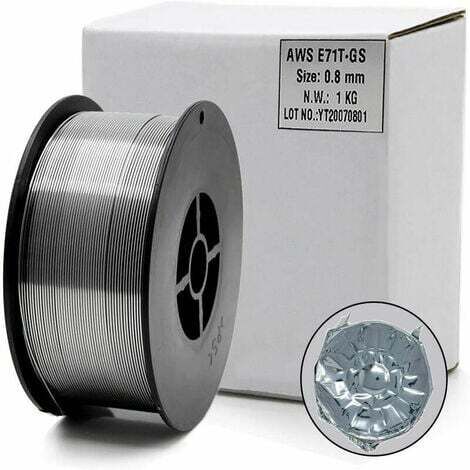 Carrete de alambre tubular sin gas autoprotegido E71T-GS de 0,8 mm y 1 kg para soldadura MIG universal en todas las áreas (1/5)