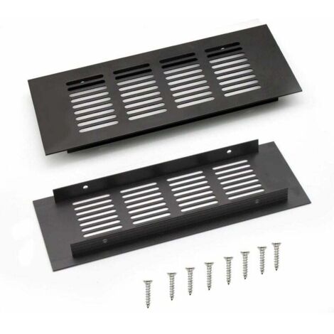 Rejilla de ventilación de aluminio empotrada, rejilla de ventilación angular de 200 mm para armarios y dormitorios (negra) (1/4)