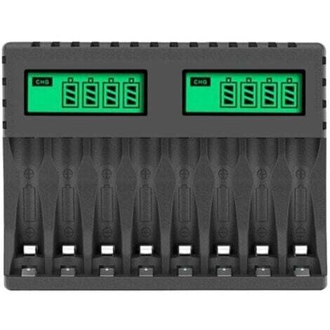 Cargador de batería con pantalla LCD, 8 ranuras, inteligente, para pilas recargables AA/AAA, NiCd y NiMH, cargador para AA y AAA, INHHUB