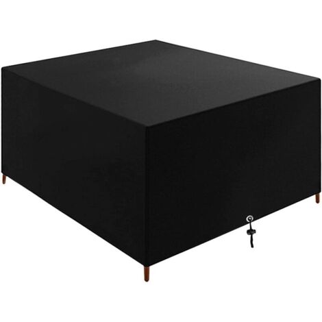 Funda impermeable 420D para muebles de exterior, de tela Oxford negra, antipolvo y con hebilla en las cuatro esquinas, 126 x 126 x 74 cm (1/5)