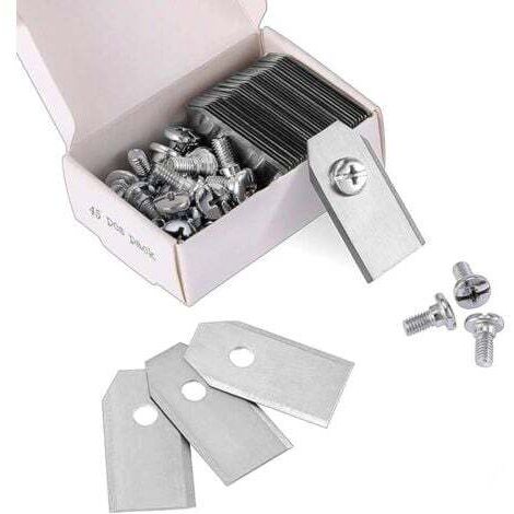 Cuchillas de repuesto de titanio para cortacésped robótico Husqvarna Automower y Gardena. Incluyen carburo de titanio y tornillos (juego de 18 plateadas). (1/4)