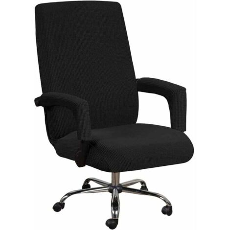 Funda para silla de oficina con reposabrazos - Antipolvo - Suave - Universal - Elástica - Antideslizante - Lavable - Desmontable - Negra