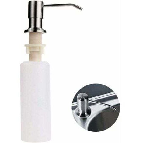 Dispensador de jabón para fregadero de cocina de acero inoxidable, dispensador de jabón de cocina empotrado, dispensador de detergente recargable para fregadero de cocina - INHHUB (1/4)