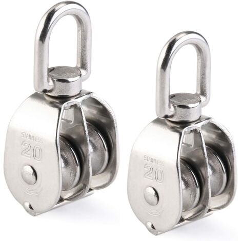 Polea doble giratoria de acero inoxidable 304, 2 piezas, INHHUB