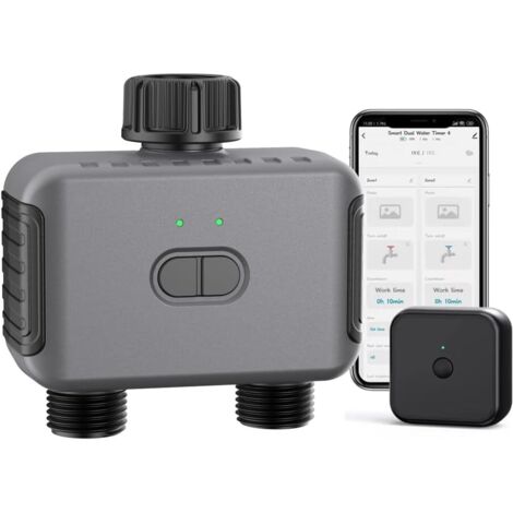 Temporizador de agua inteligente con WiFi - 2 zonas - Temporizador de riego con WiFi - Temporizador de agua inteligente - Sistema de riego automático para jardín