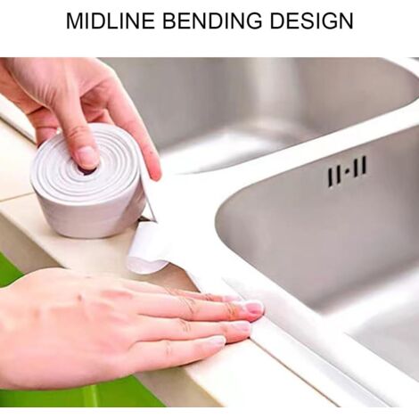 Junta Autoadhesiva De Silicona Para Mamparas De Ducha, Estanca, Para Separación En Seco Y Húmedo, Para Cocina, Baño (100 Cm, Blanco