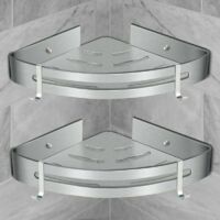 Estante de ducha de esquina, estante de baño sin perforaciones, cesta de almacenamiento de ducha de aluminio, organizador adhesivo de pared para champú (triángulo, 2 piezas)