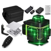 Nivel láser 4D de 16 líneas, luz verde, nivelación automática de 360°, línea cruzada, pantalla LED