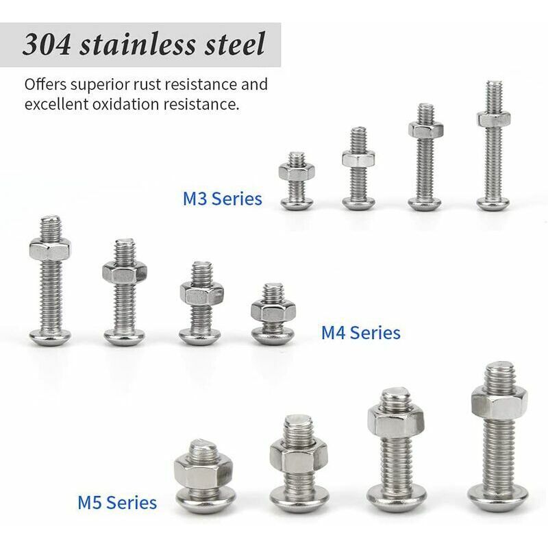 Kit De 1080 Vis Et écrous Inox – Tête Hexagonale Creuse – Pour Bricolage Et Réparations
