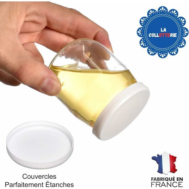 12 Pots à Yaourt En Verre 200ml Avec Couvercles - Pour Yaourtière, Desserts, Conservation