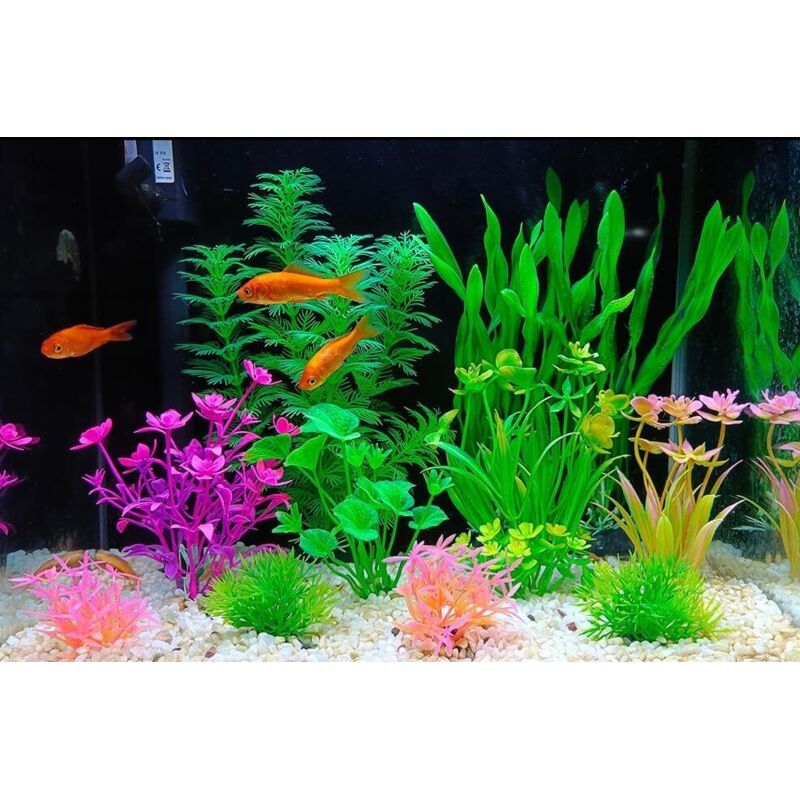 Plantes Artificielles Pour Aquarium | Lot De 11 Pièces Hauteur 5 à 23 Cm | Matière Plastique Durable, Sans Entretien