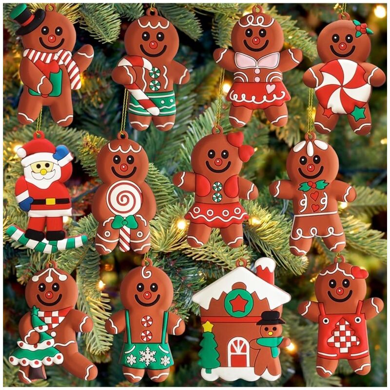 Leikedun 12 Pièces Bonhomme Pain d'Épice Décorations de Noël, Ornements pour Sapin avec Corde - Set de Bonhommes en Pain d'Épice pour Arbre de Noël, pour Cadeaux Leikedun 12 Pièces Bonhomme Pain d'Épice Décorations de Noël, Ornements pour Sapin avec Corde - Set de Bonhommes en Pain d'Épice pour Arbre de Noël, pour Cadeaux