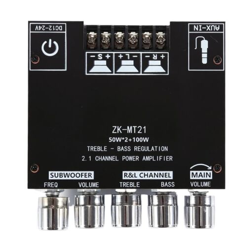 Carte D'amplificateur de Puissance Bluetooth ZK-MT21, 2.1 Canaux DC 12V à 24V Module D'amplificateur de Puissance Audio HiFi DIY pour Haut-parleurs 20 à 100W 4 à 8Ω (1/4)