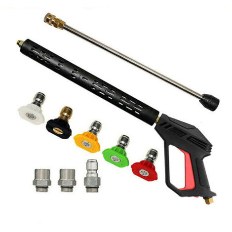 Pistolet de nettoyage haute pression avec 5 embouts de buse de pulvérisation amovibles, kit d'embouts 4000psi m22 pour K2, K3, K4, K5, K6, K7 nettoyeur haute pression (1/4)