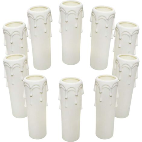 Paquet de 10 bougies gouttes gouttes en plastique couvre les tubes pour lustre lumière pendants luminaires blanc (1/5)