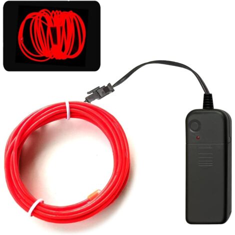 Cordon lumineux rouge, bande lumineuse néon portable avec batterie de 5 m, peut être coupé à volonté, convient pour les fêtes, Halloween, décoration DIY (piles non incluses) (1/4)