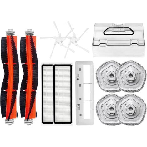 Kit d'accessoires de rechange compatible avec Xiaomi Dreame Bot W10/W10 Pro Pièces de rechange pour aspirateur robot, filtre HEPA, brosse latérale principale, tapis de serpillère (12 pièces)