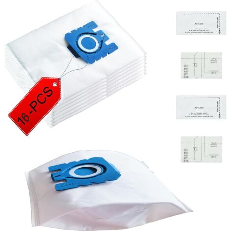 Lot de 16 sacs d'aspirateur compatibles avec Miele GN Serie 3D Efficiency S2 S4 S5 S6 S8, Complete C2/C3, Classic C1, 4 filtres moteur (1/4)