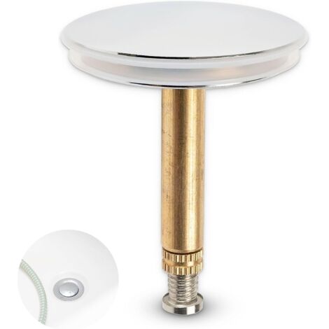 Tapón de bañera, Ø 43 mm, con doble junta, regulable en altura, tapón de bañera universal, latón templado y cromado. (1/4)