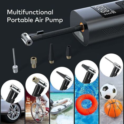 Gonfleur Pneus Sans Fil Numérique - Pompe Rechargeable Avec Arrêt Auto, Lumière, Pour Voiture, Vélo, Moto - 3
