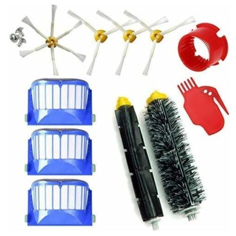 Kit de remplacement KZQ pour Roomba série 600 (605, 610, 612, 615, 616, 620, 621, 630, 645, 650, 651, 655, 660, 665, 670, 671) (lot de 11) compatible avec iRobot - Brosses et filtres (1/5)