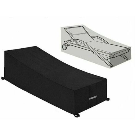 Housse de protection imperméable, coupe-vent et anti-UV en tissu Oxford 210D - Conçue pour bains de soleil et transats - Dimensions 210x75x40/80CM - Coloris Noir. (1/3)