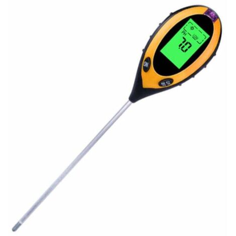Humidimètre 4 en 1 avec écran LCD rétroéclairé : mesure le pH, la température, l'humidité et l'acidité du sol pour le jardin, la pelouse et les plantes d'intérieur (1 paquet) (1/4)