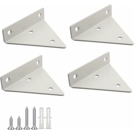 KZQ Lot de 4 supports d'étagère flottants, supports muraux triangulaires en métal avec 16 vis pour salon, chambre et salle de bain – Blanc