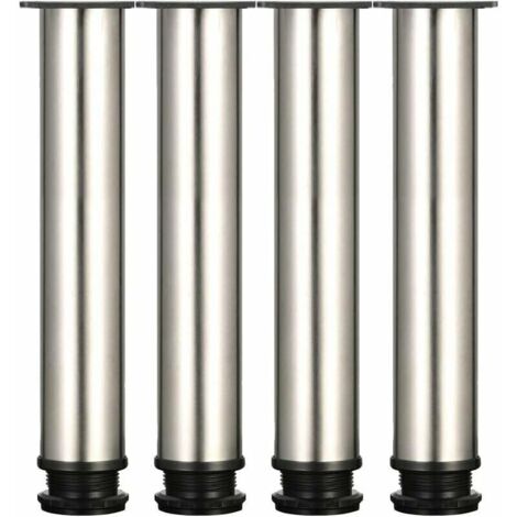 Pieds de meuble réglables en acier inoxydable brossé - Hauteur 300 mm, hauteur réglable de 0 à 15 mm (1/5)