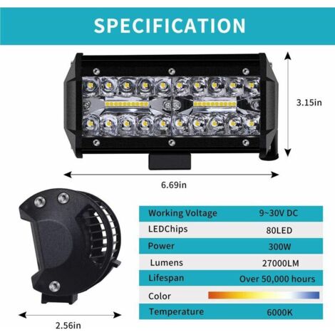 Projecteur LED STAK 27W 1800LM – étanche IP67, 12V/24V, Pour 4x4, Camion, Tracteur, Lumière Travail Puissante